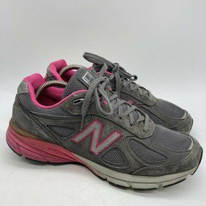 New Balance 990v4 Womens Made In The USA Suede Shoes Gray Pink Size 10.5B